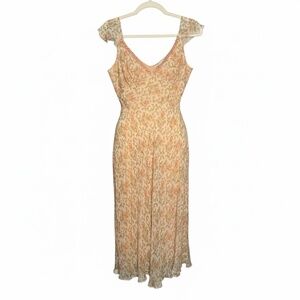 Y2k Jonathan Martin 100% Silk Peach floral beaded maxi dress